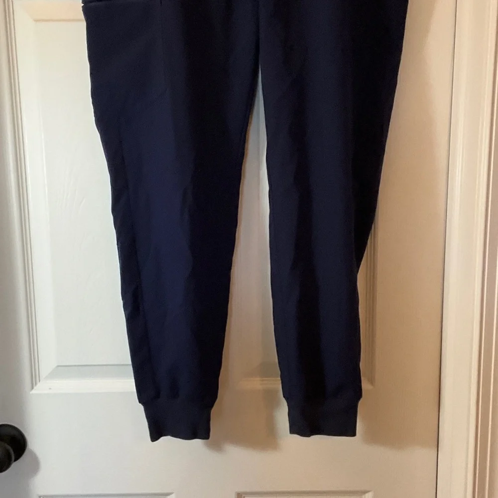 Figs Womens Scrub Top and Pants in Navy Blue with Gray Drawstring - Picture 3 of 7